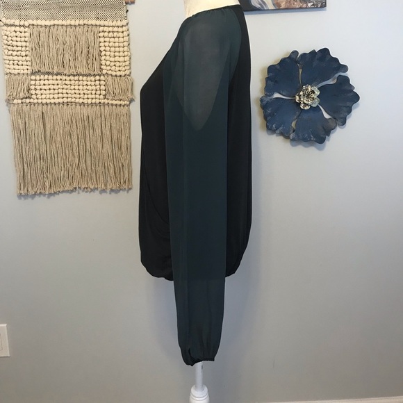 Michael Stars sheer Sleeve faux Wrap top - Picture 4 of 8